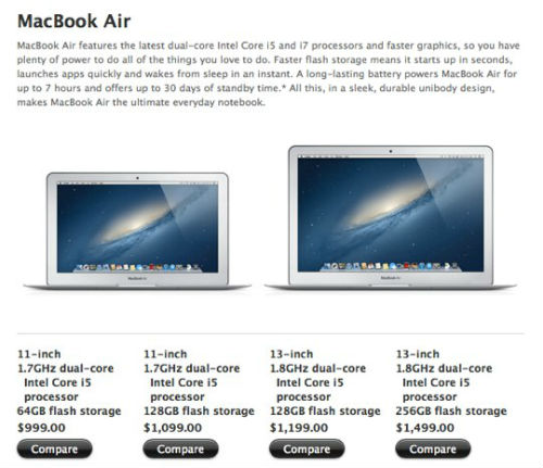 Apple Macbook Air modelleri