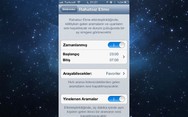 Apple rahatsız etme (do not disturb) özelliği