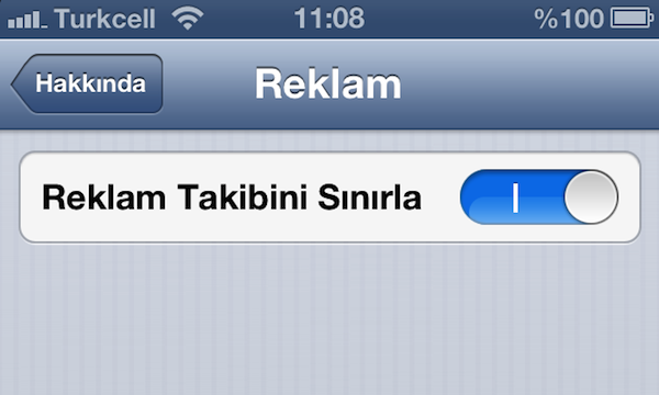 Reklam Takibi Engelleme iOS 6