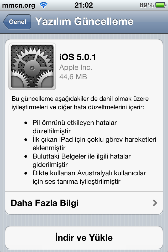 iOS 5.0.1 Sürümü Yayınlandı