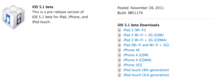 iOS 5.1 Beta Sürümü Yayınlandı