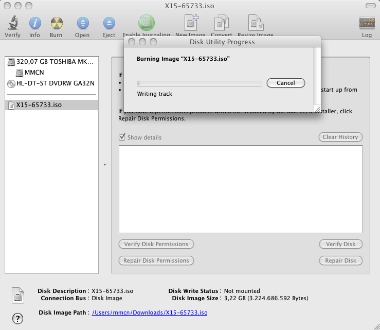 Mac OS X iSO Dosyası Yazdırma