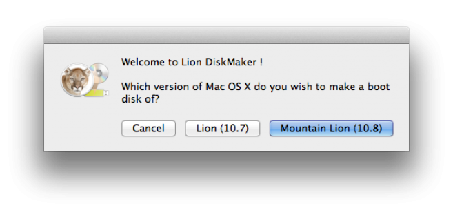 Çalıştırılabilir Mountain Lion İçin Diskmaker
