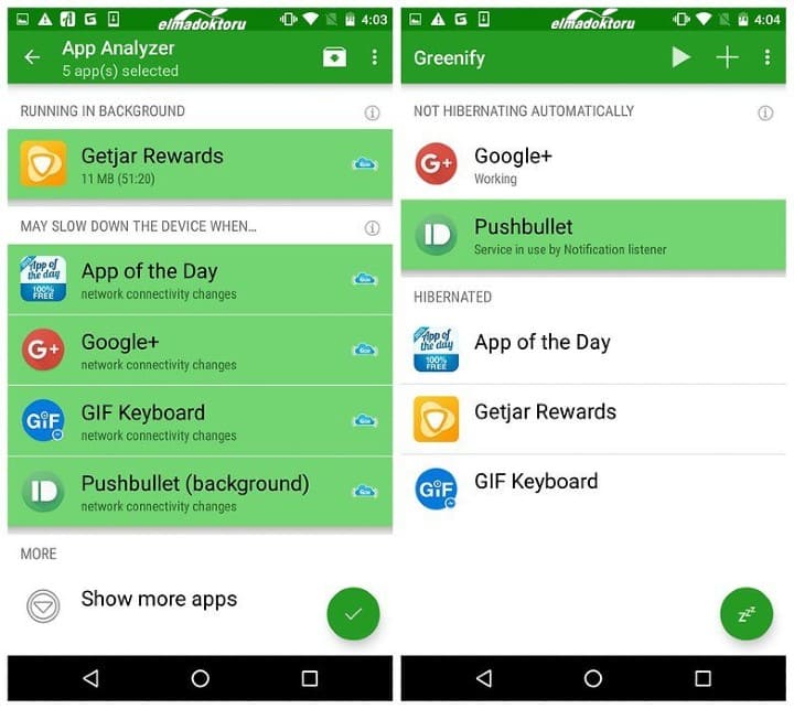 android greenify uygulaması